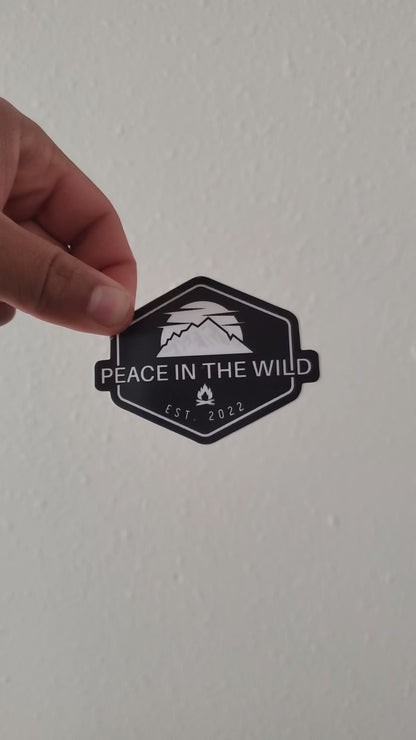 Waterproof Peace in the Wild Black and White Mountain Sticker