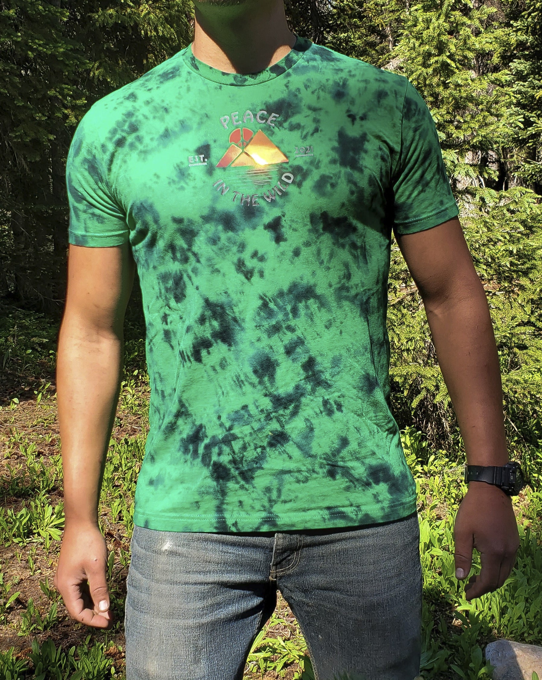 Peace in the Wild Tie Dye Iridescent Mountain Tee Peace in the wild